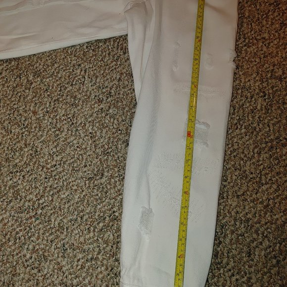 White Distressed Denim Jacket XXL - Picture 3 of 5